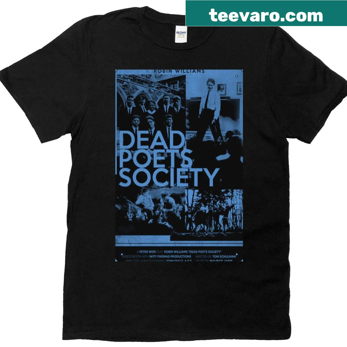 Vintage-inspired typography on Dead Poet Society T-shirt — on a men's t-shirt