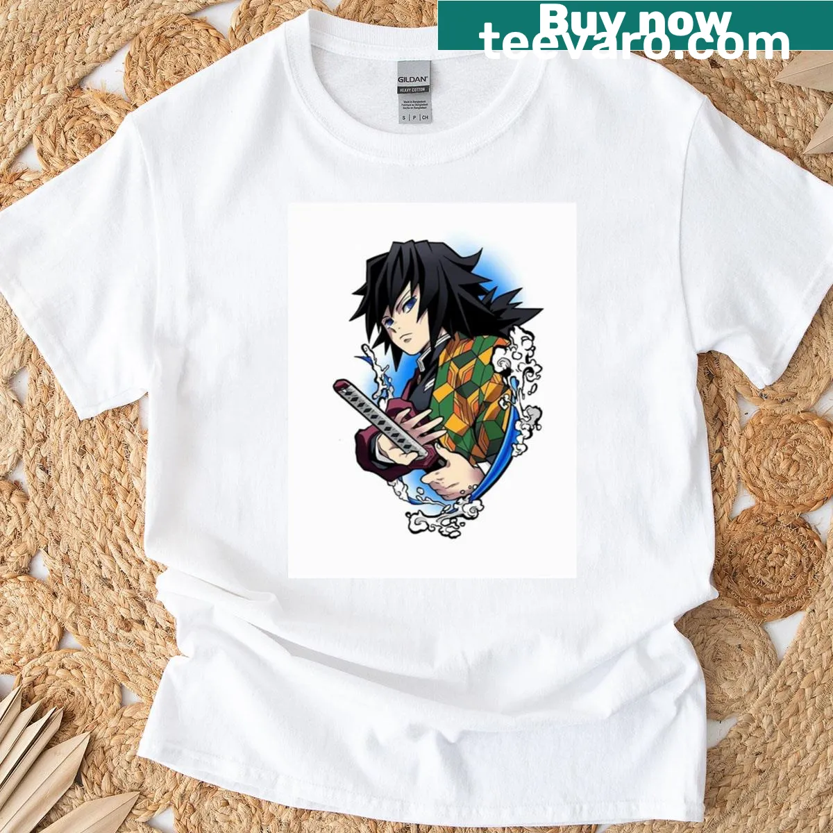 T-shirt with a graphic of Giyu from Demon Slayer, showcasing his determined stance — on a men's t-shirt