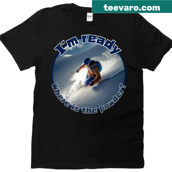 Playful skiing t-shirt with whimsical graphic