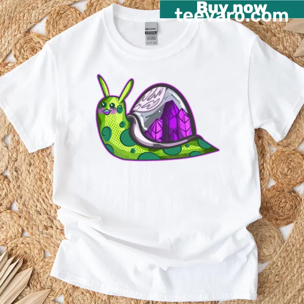 Whimsical snail design featuring a galaxy pattern on a T-shirt