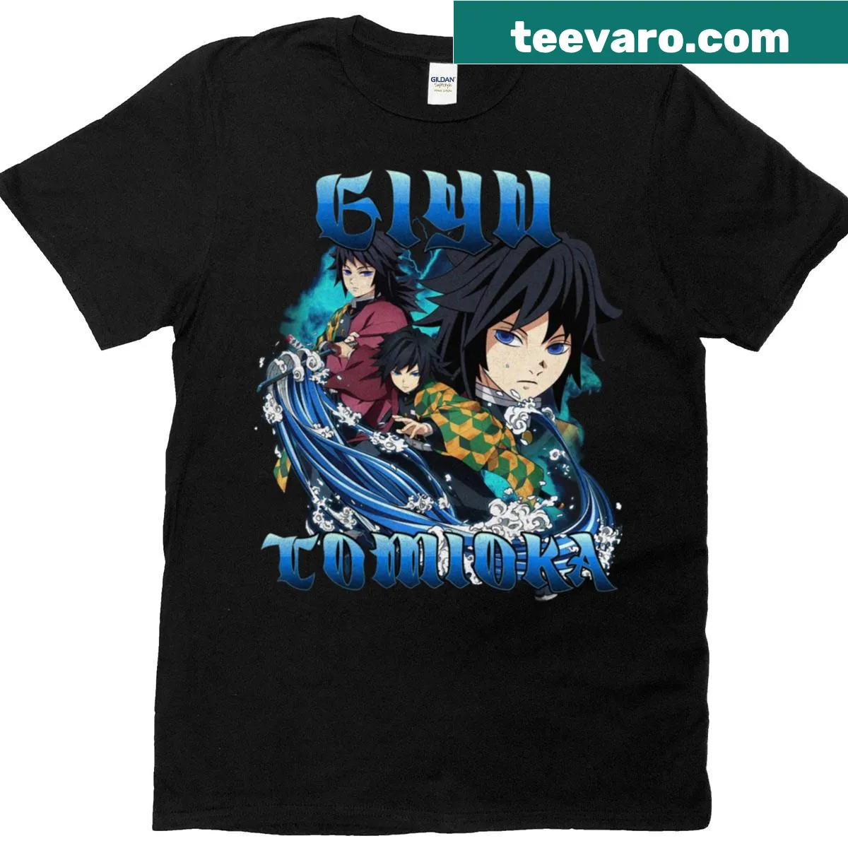 T-shirt featuring an illustration of Giyu, the Water Hashira — on a men's t-shirt