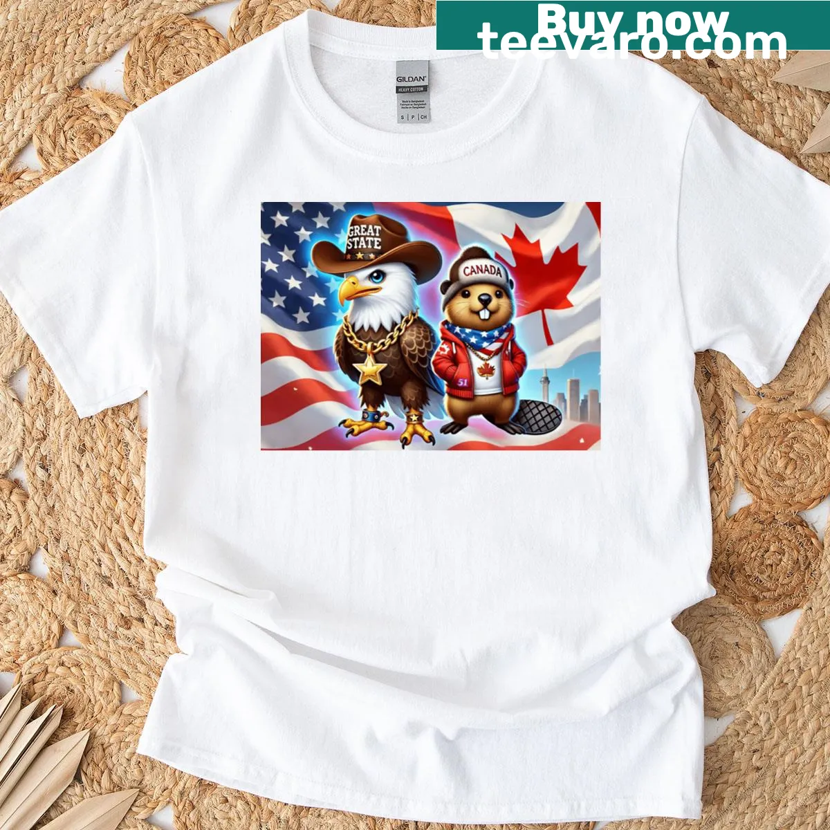 Proud Canada t-shirt with bold text design — on a men's t-shirt
