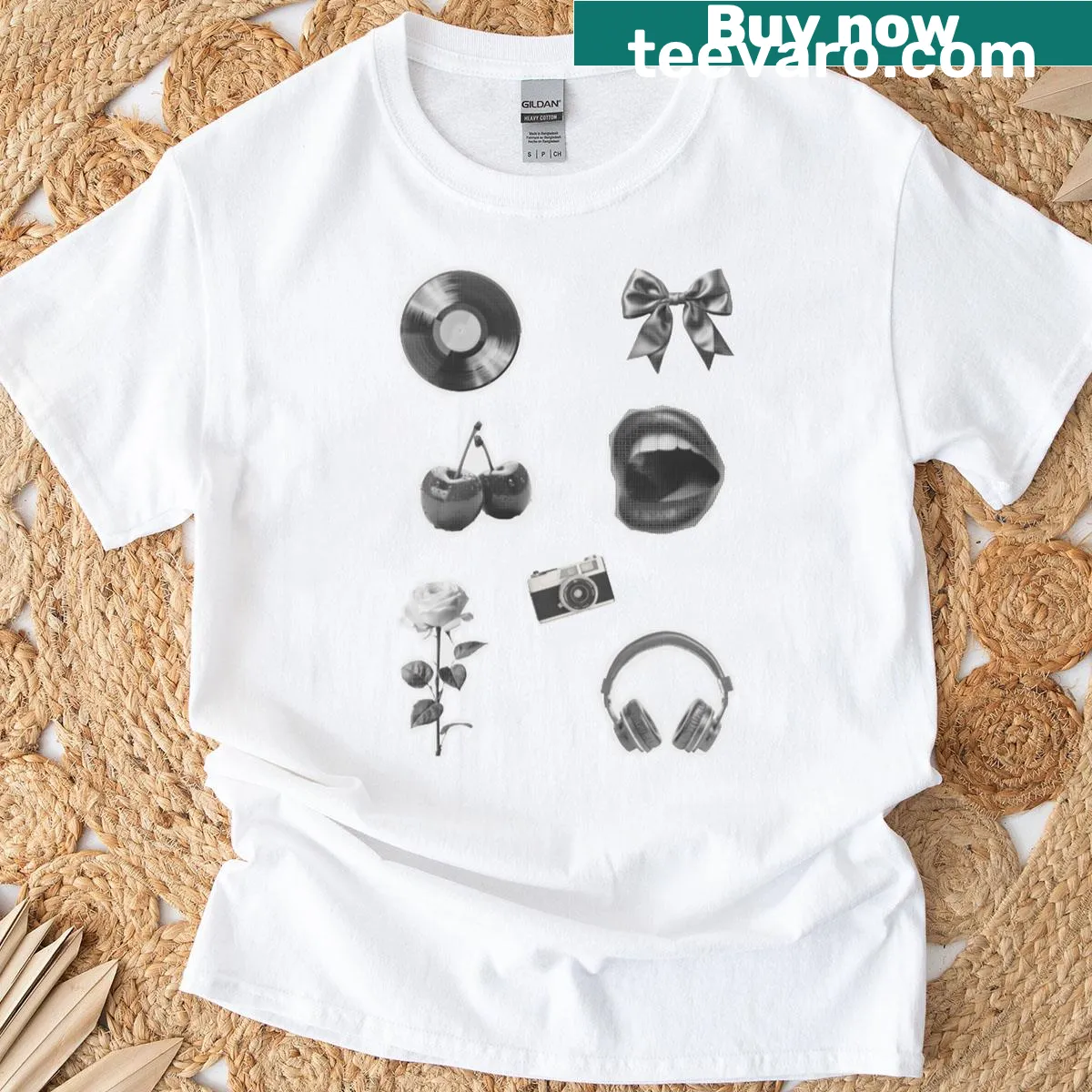 Minimalist T-shirt with halftone pattern design — on a men's t-shirt