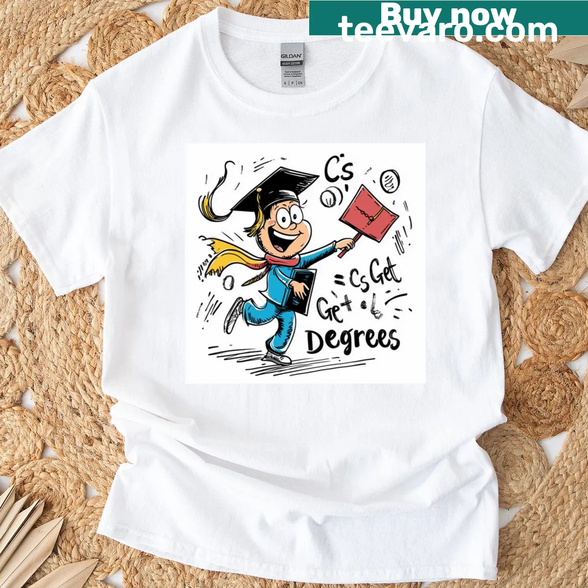 Graduation T-shirt with uplifting message celebrating achievement — on a men's t-shirt