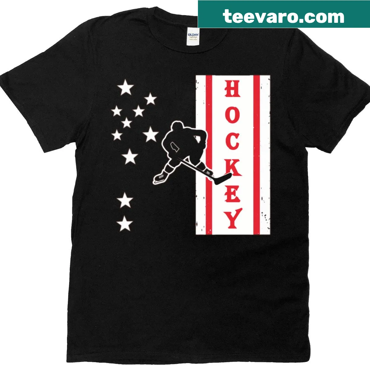 Hockey player action illustration T-shirt — on a men's t-shirt