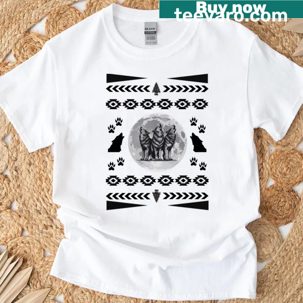 Illustrative T-shirt honoring wolves with majestic design