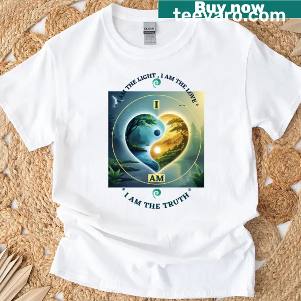 T-shirt with uplifting text about light, love, and truth