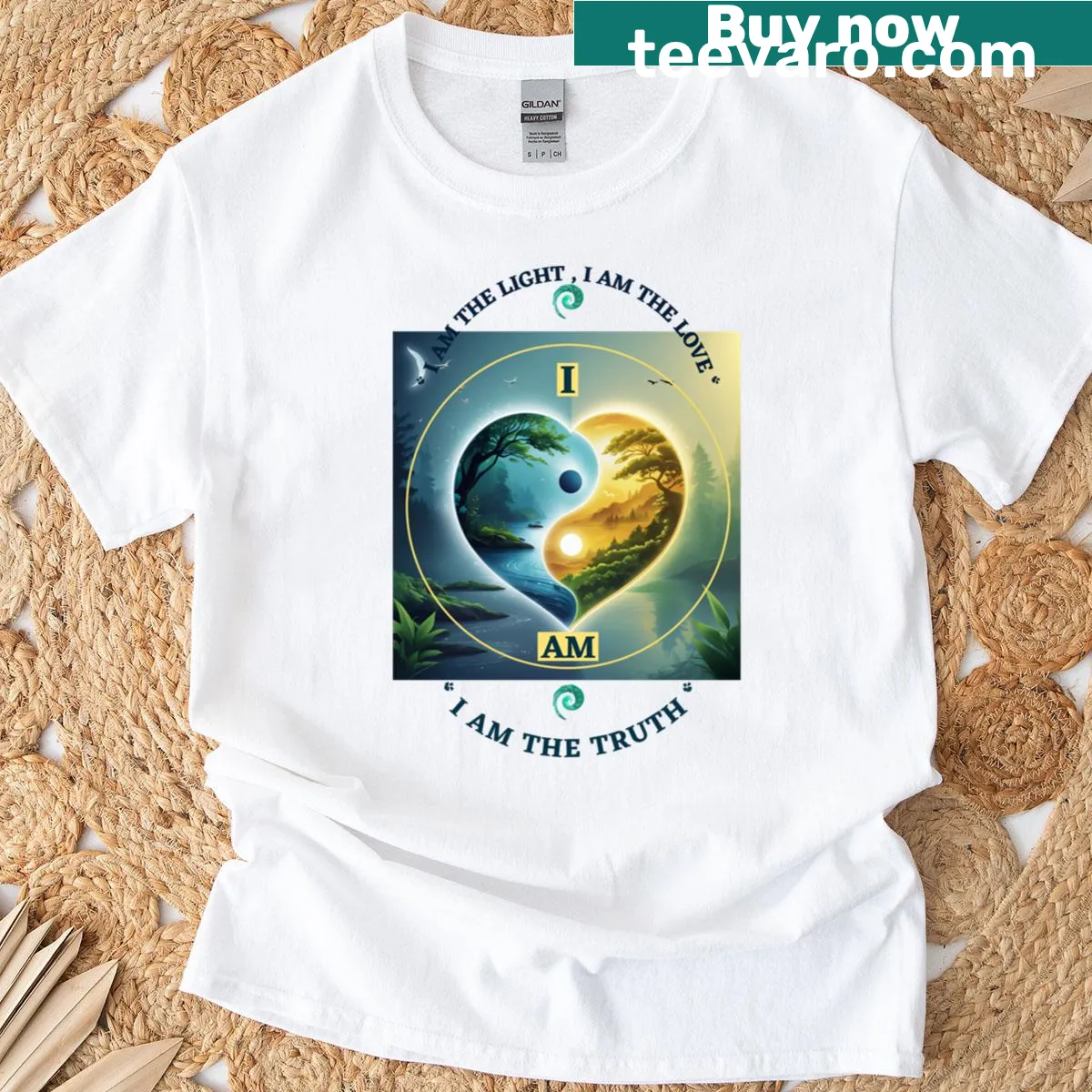 T-shirt with uplifting text about light, love, and truth — on a men's t-shirt