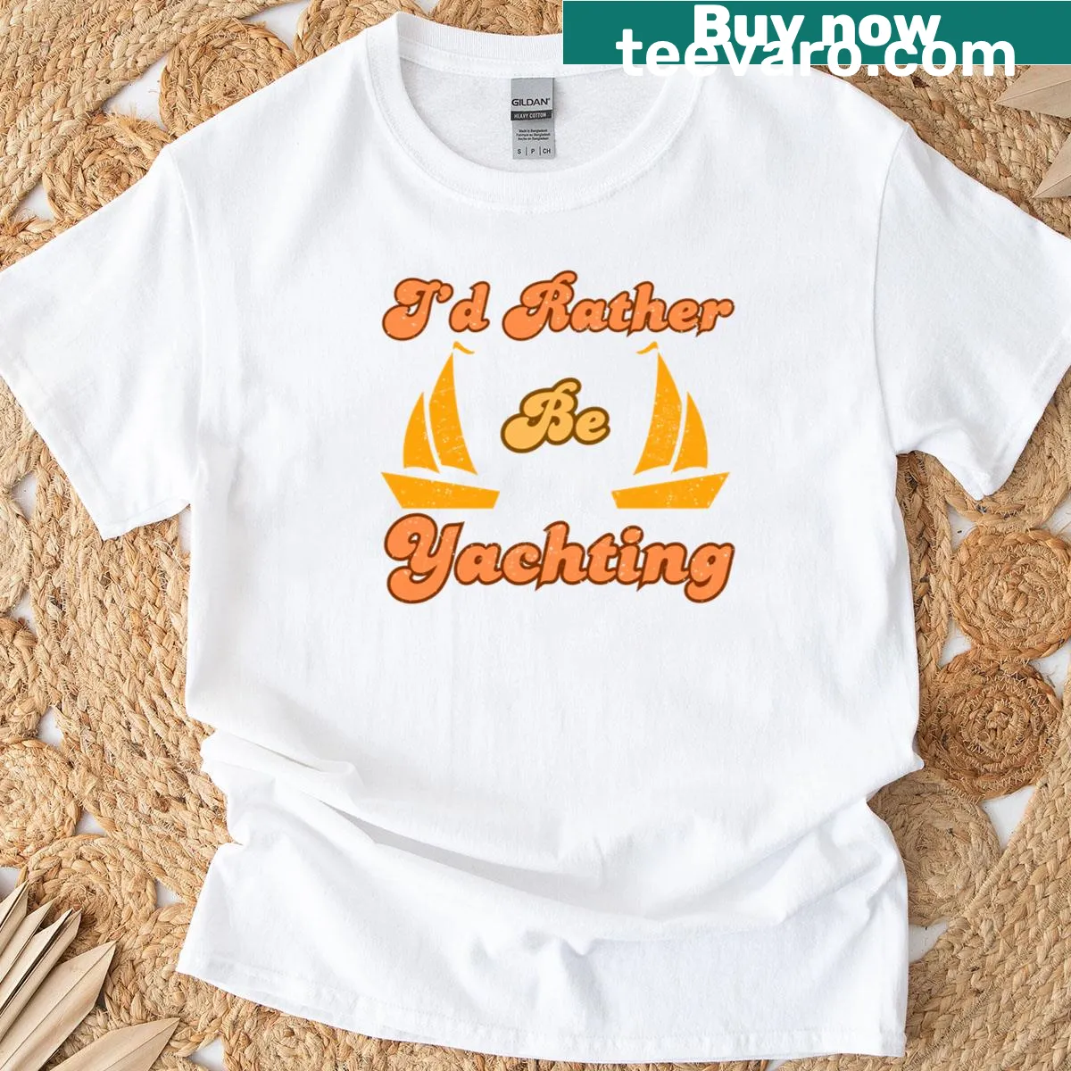 T-shirt with the text 'I'd Rather Be Yachting' — on a men's t-shirt