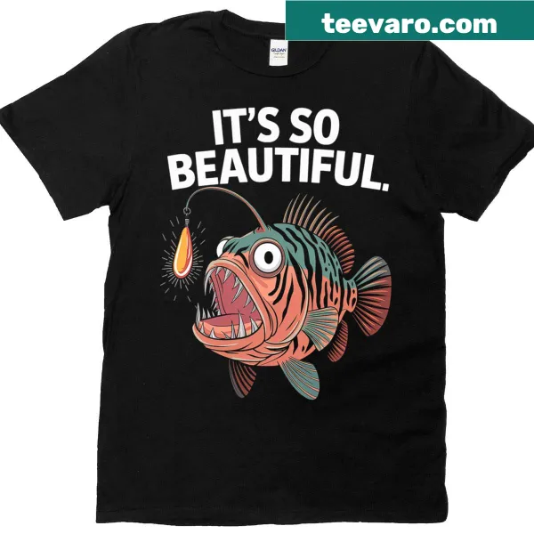 Marine-themed T-shirt featuring anglerfish illustration and text