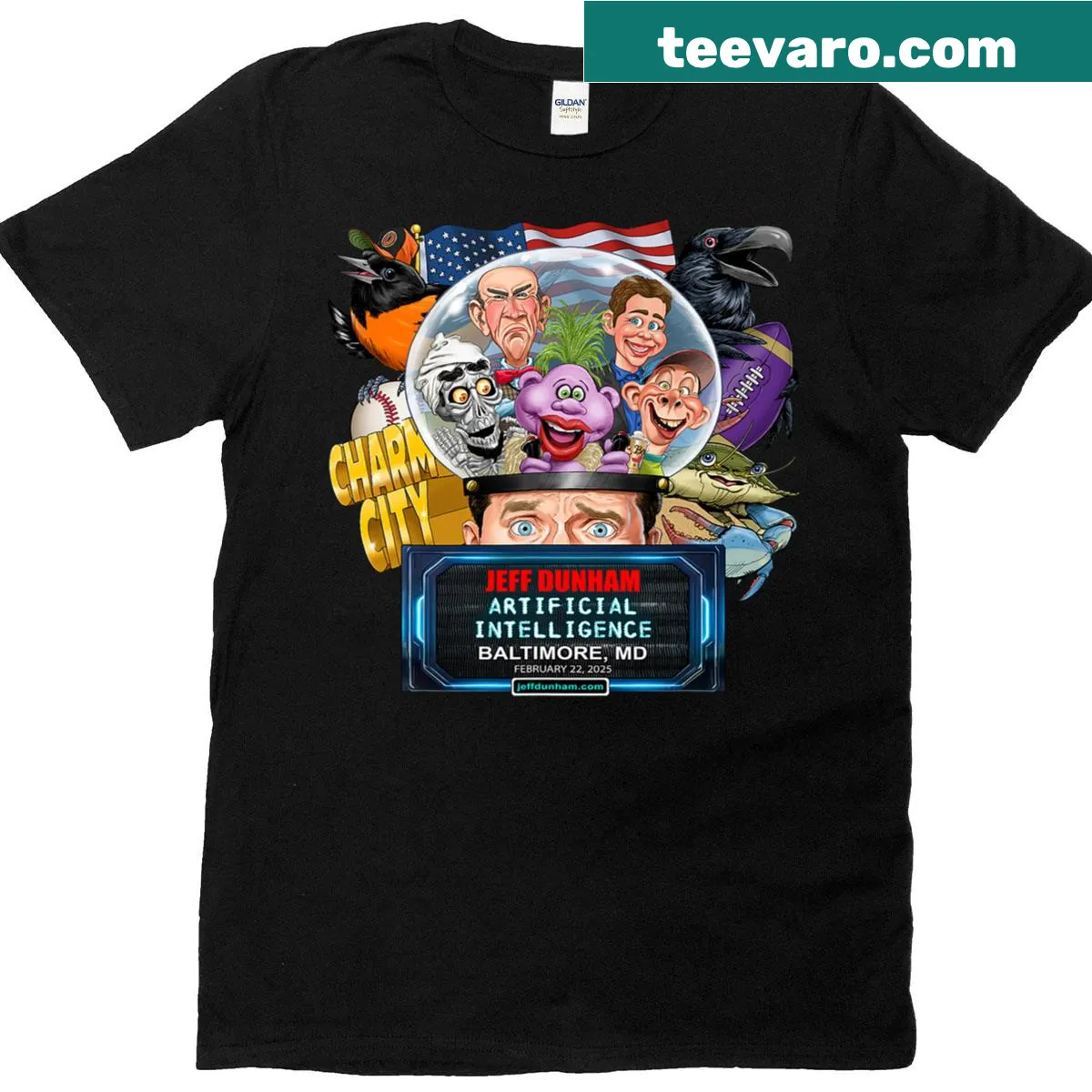 Jeff Dunham comedy tribute T-shirt — on a men's t-shirt
