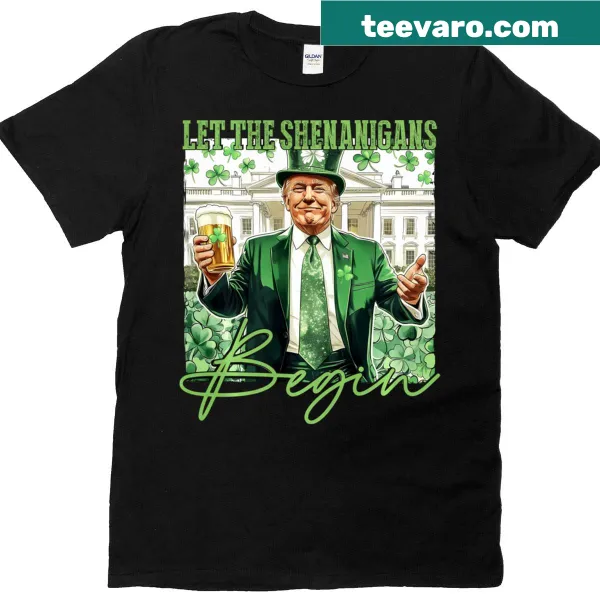 Playful typography design with 'Let The Shenanigans Begin' for St. Patrick's Day