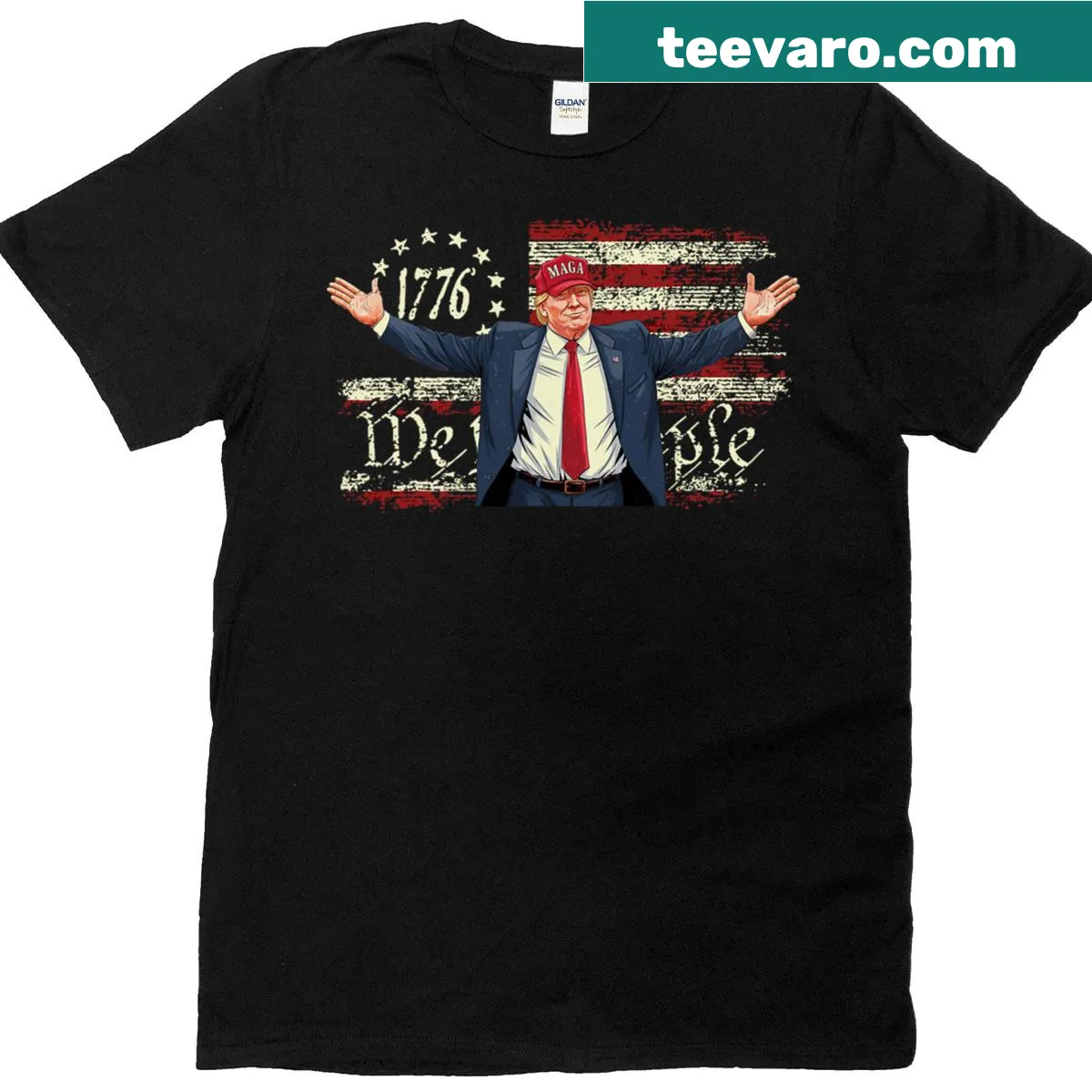 Vintage portrait T-shirt of Trump for 4th of July — on a men's t-shirt