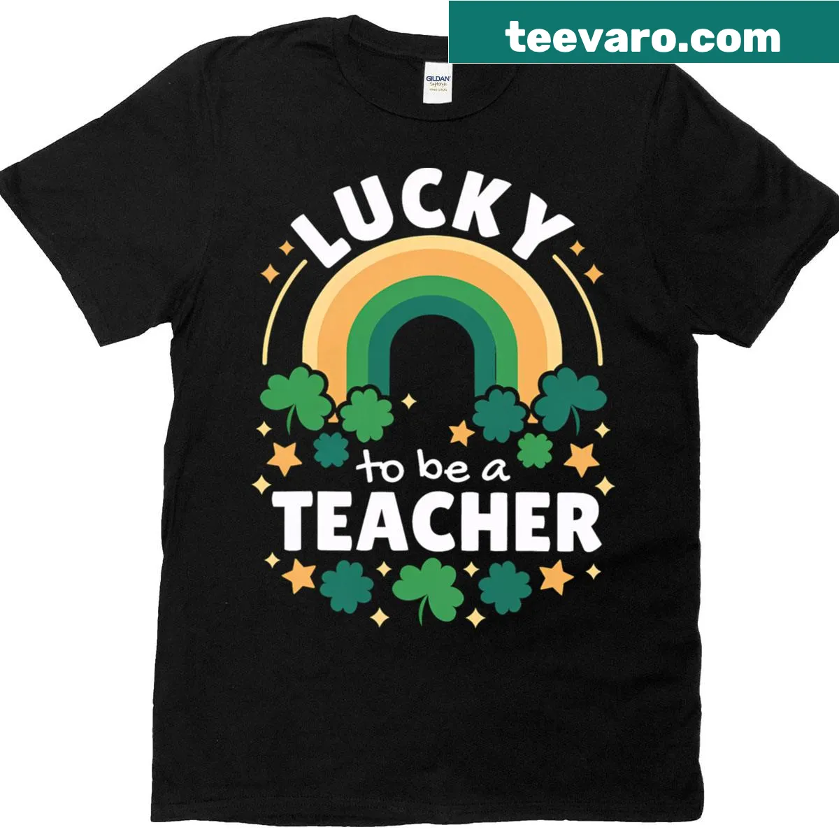 Rainbow design for teachers on St. Patrick's Day t-shirt — on a men's t-shirt