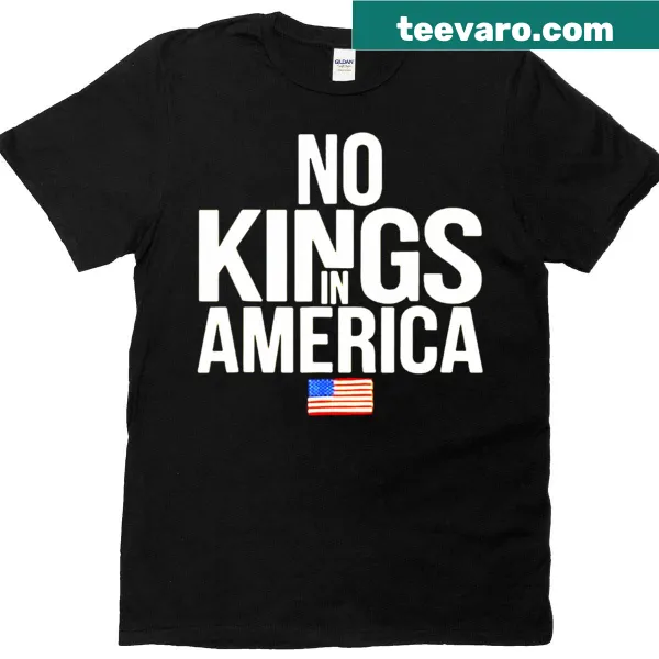 Patriotic message 'No Kings In America' on t-shirt