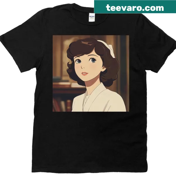 Anime style illustration of Norma Talmadge on t-shirt
