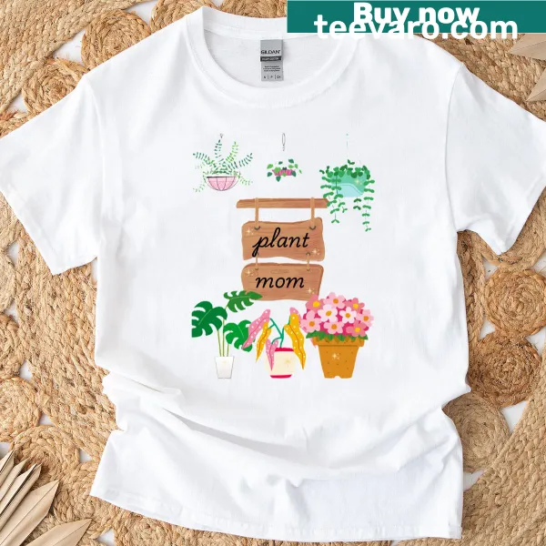 Cute t-shirt for plant moms with whimsical typography and plant illustrations