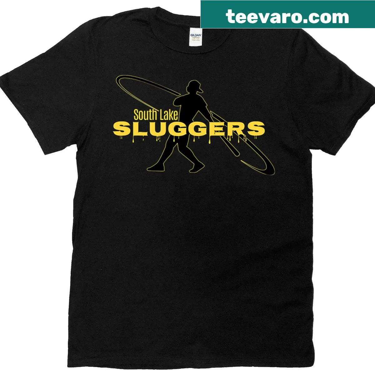 Fan t-shirt for the South Lake Sluggers baseball team — on a men's t-shirt