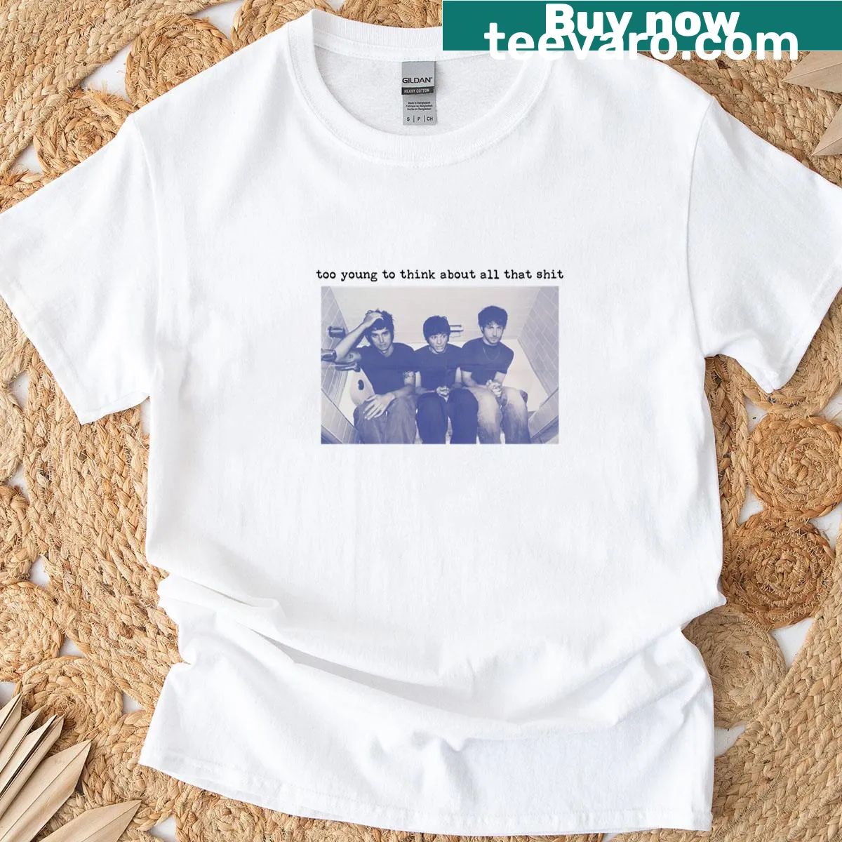Edgy T-shirt with a humorous message about youth — on a men's t-shirt