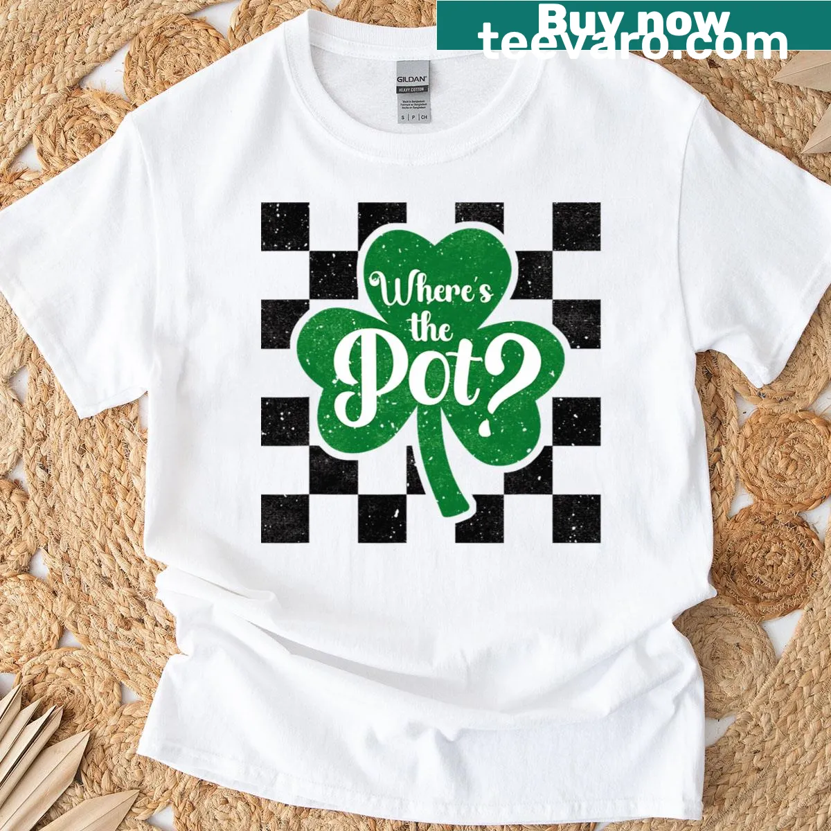 Funny St. Patrick's Day t-shirt with shamrock graphic — on a men's t-shirt