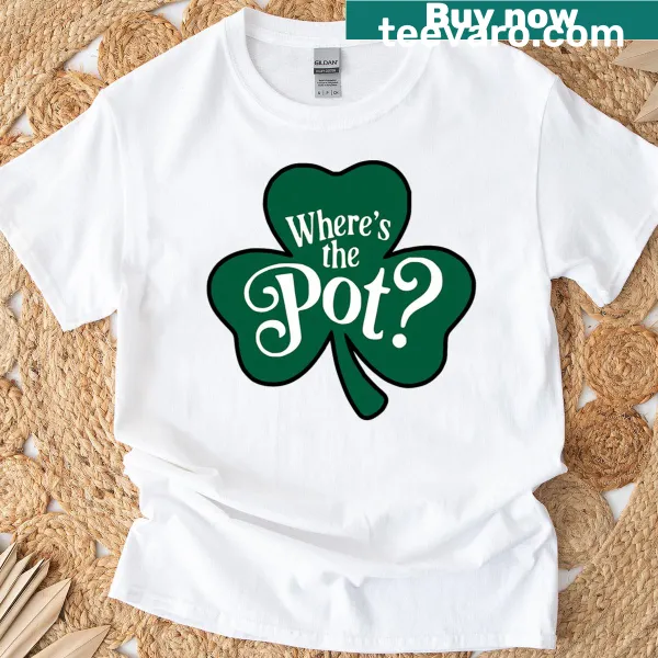 Funny St. Patrick's Day t-shirt with shamrock and pot of gold