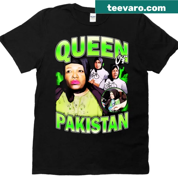Funny V-neck t-shirt featuring 'Queen Of Pakistan' text