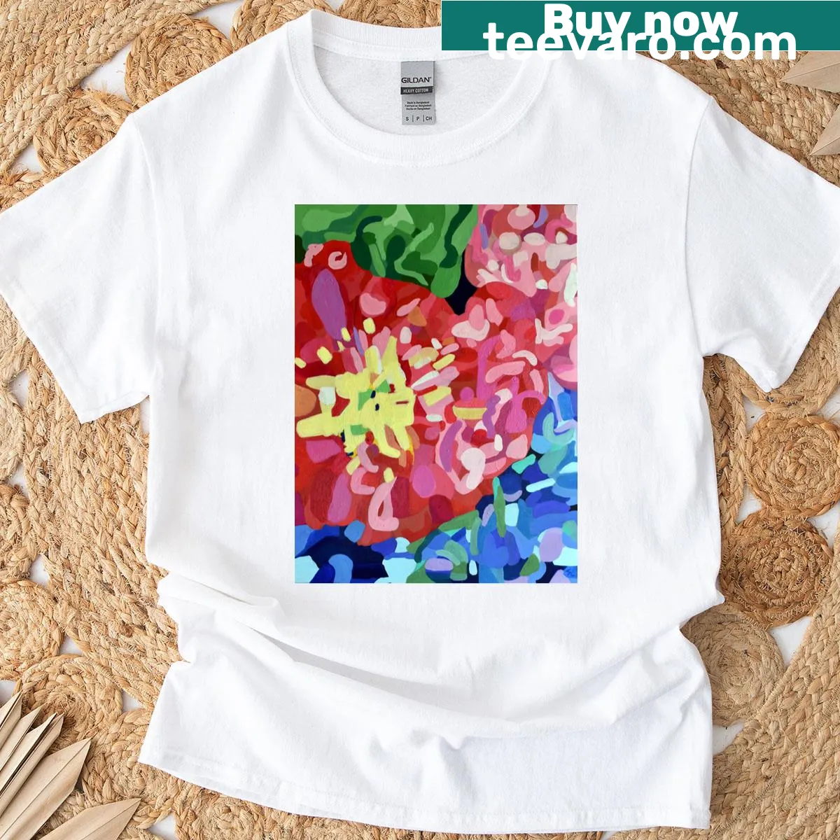 Abstract floral design T-shirt with artistic illustration — on a men's t-shirt