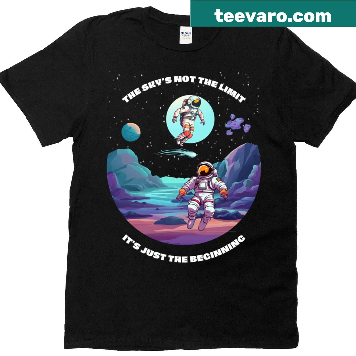 Illustration of a space scene on T-shirt — on a men's t-shirt
