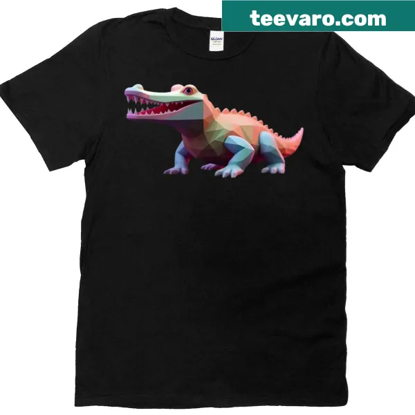 3D pixelated alligator graphic on a T-shirt
