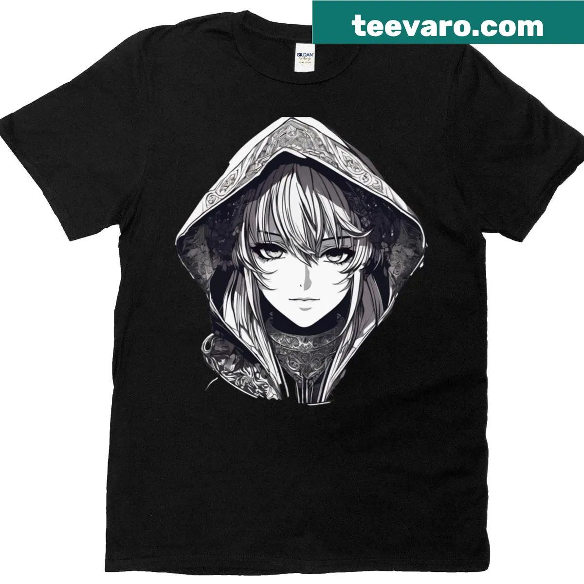 Illustration of an anime girl character on T-shirt — on a men's t-shirt