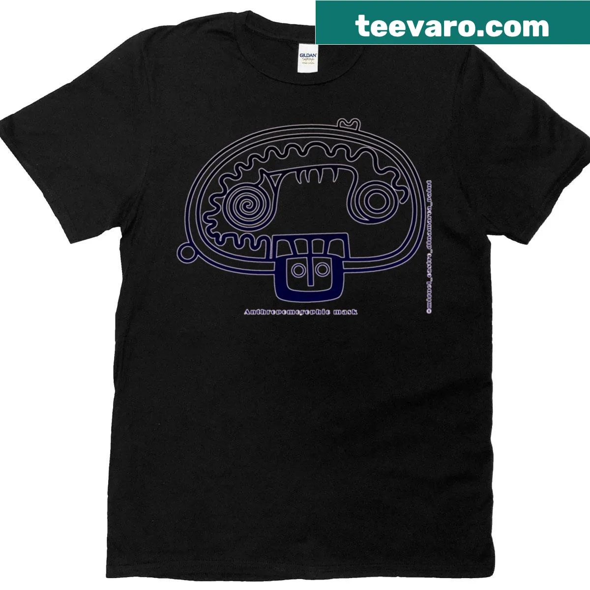 Whimsical anthropomorphic mask illustration on a t-shirt — on a men's t-shirt