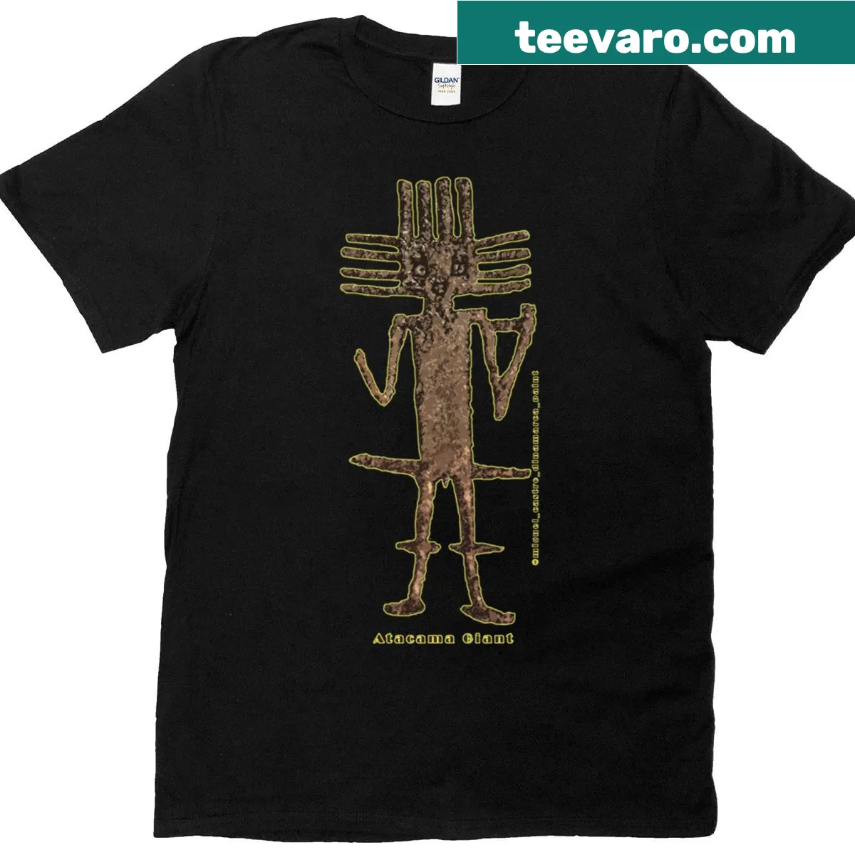 Artistic representation of the Atacama Giant on a t-shirt — on a men's t-shirt