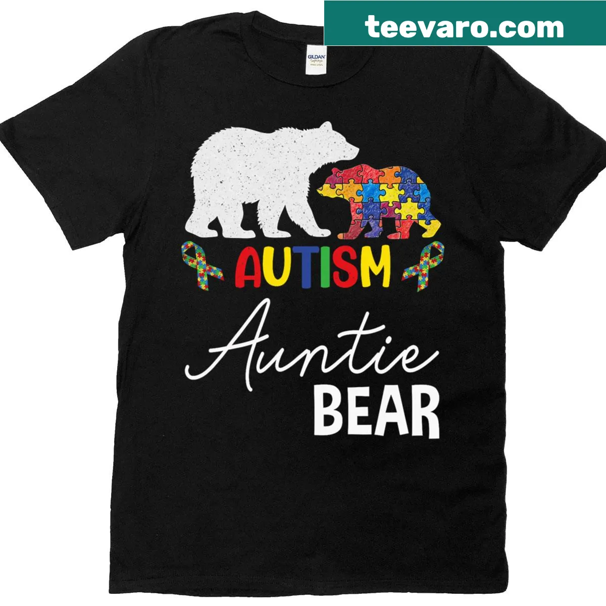 Auntie Bear themed autism awareness T-shirt for a thoughtful gift — on a men's t-shirt