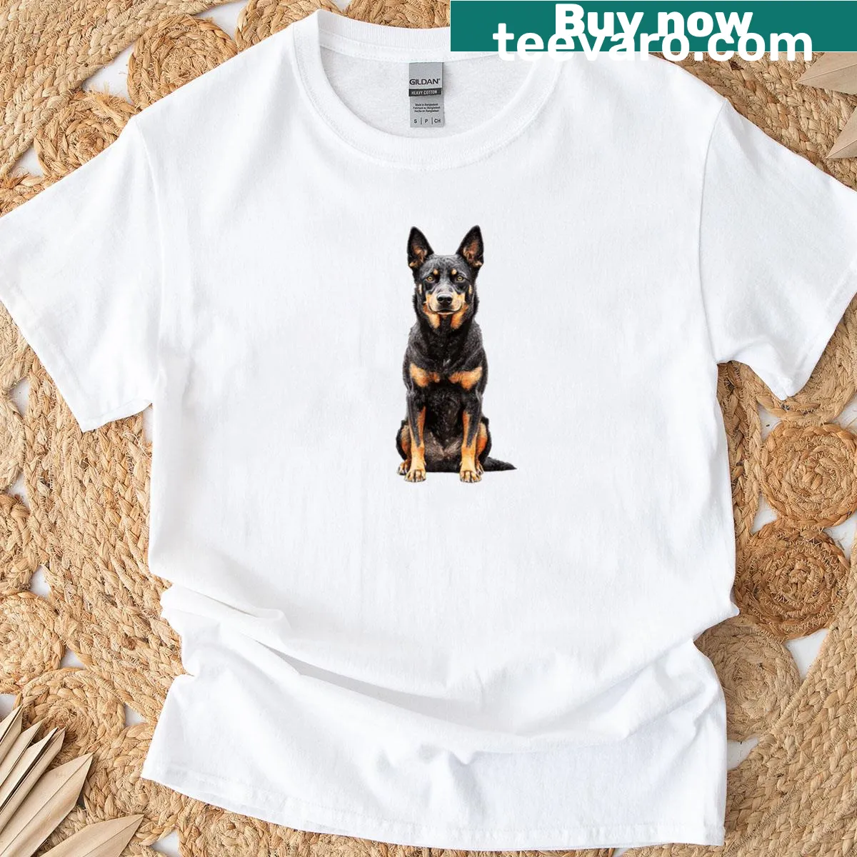 Australian Kelpie graphic displayed on a comfortable T-shirt — on a men's t-shirt