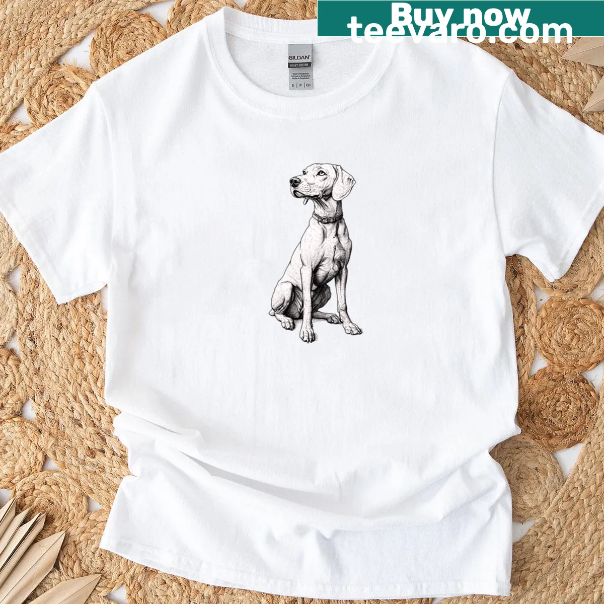 Illustration of a Vizsla on a T-shirt — on a men's t-shirt