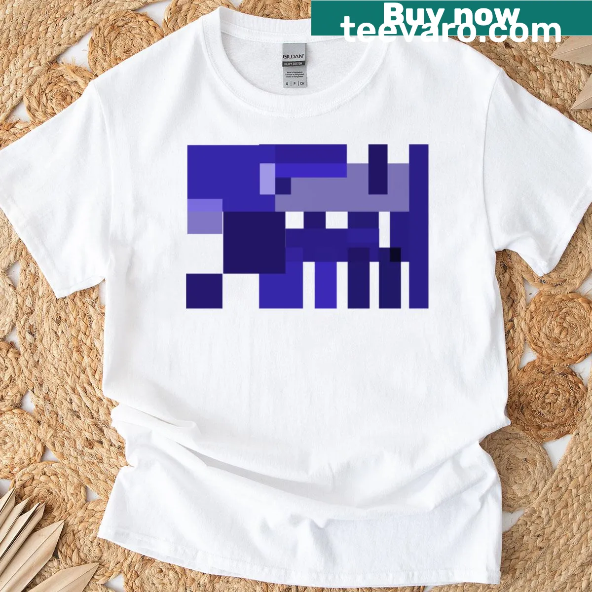 Abstract geometric design t-shirt in blue — on a men's t-shirt