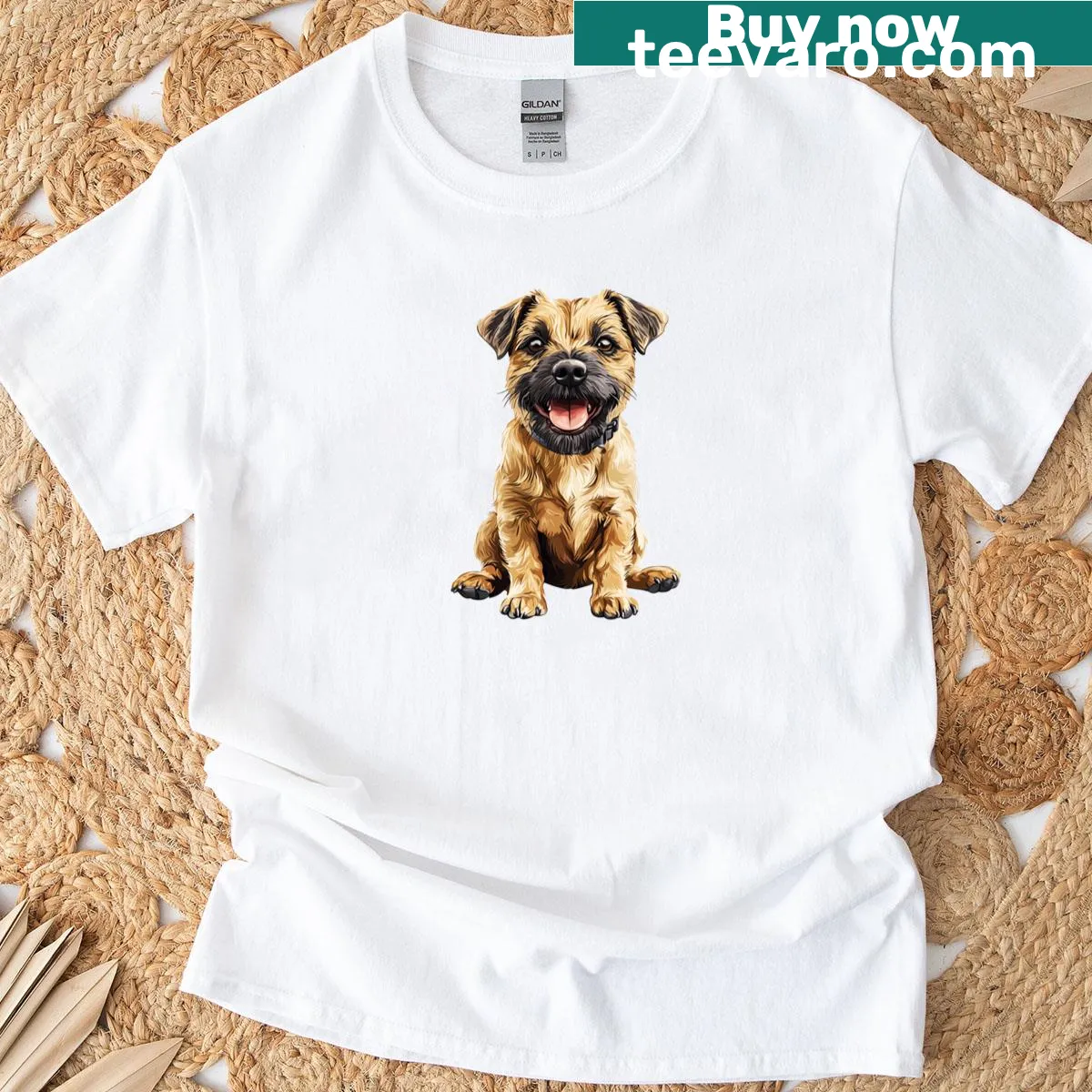 Illustration of a Border Terrier on a T-shirt — on a men's t-shirt