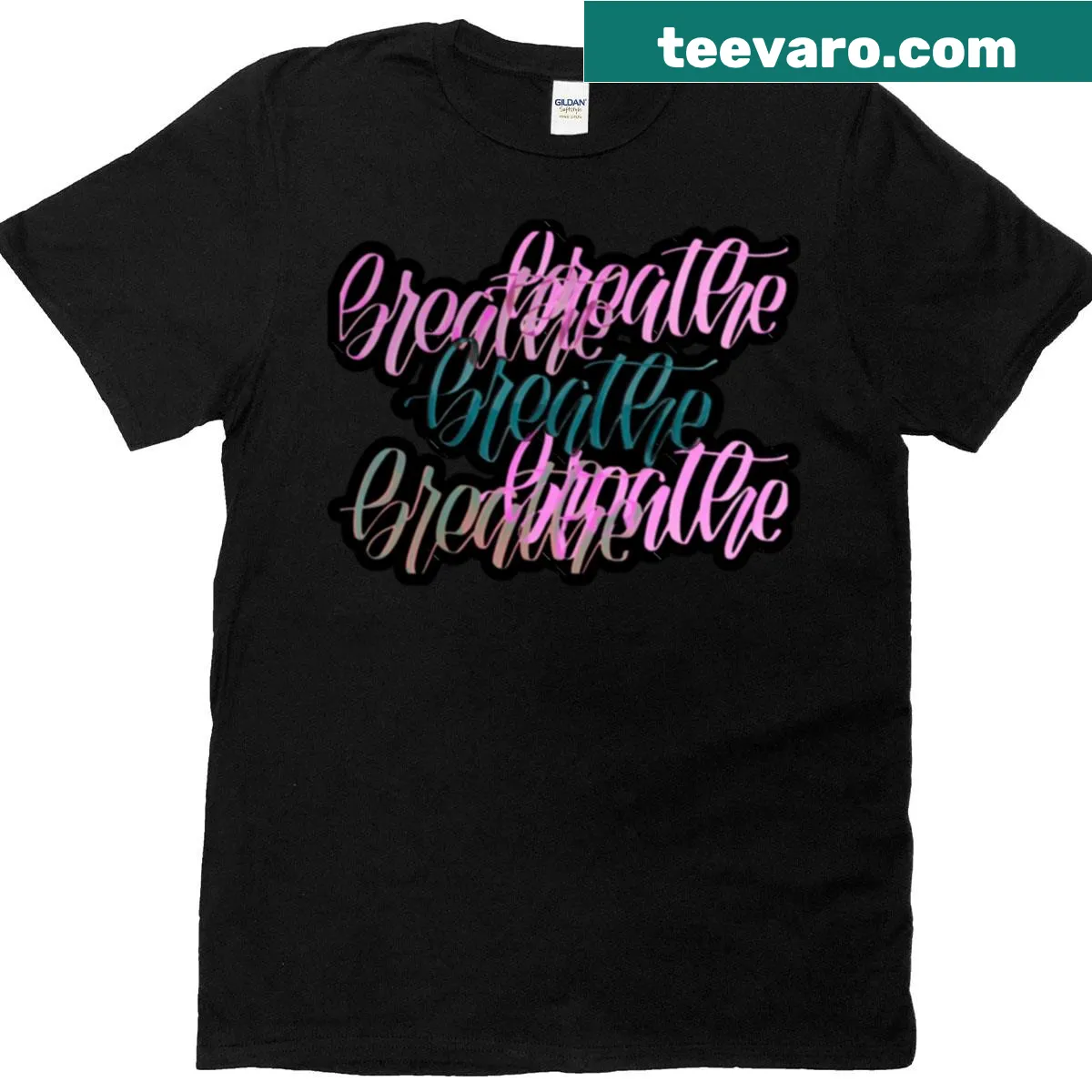 Minimalist 'Breathe' typography on a T-shirt — on a men's t-shirt