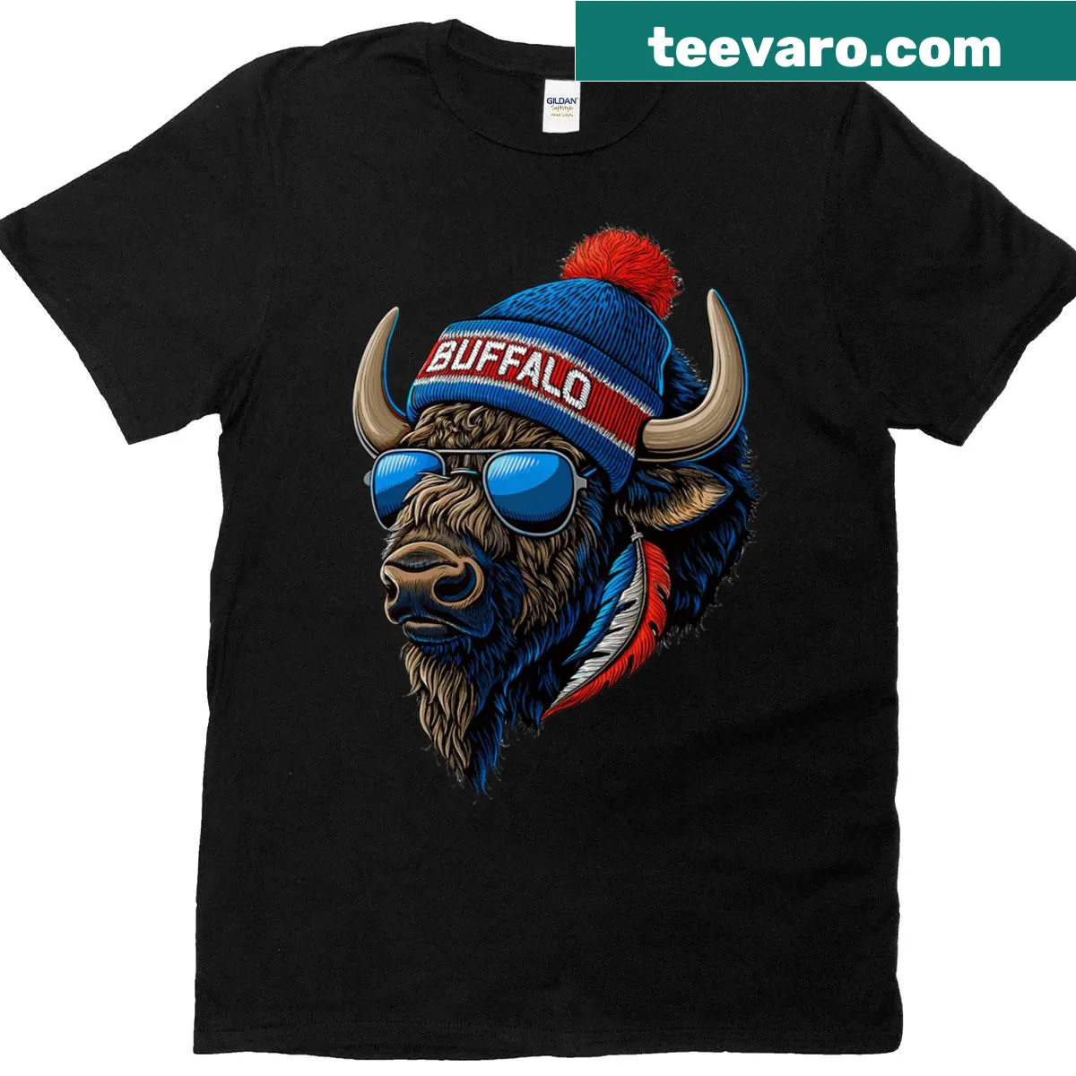 Charming buffalo illustration on a T-shirt for buffalo lovers — on a men's t-shirt