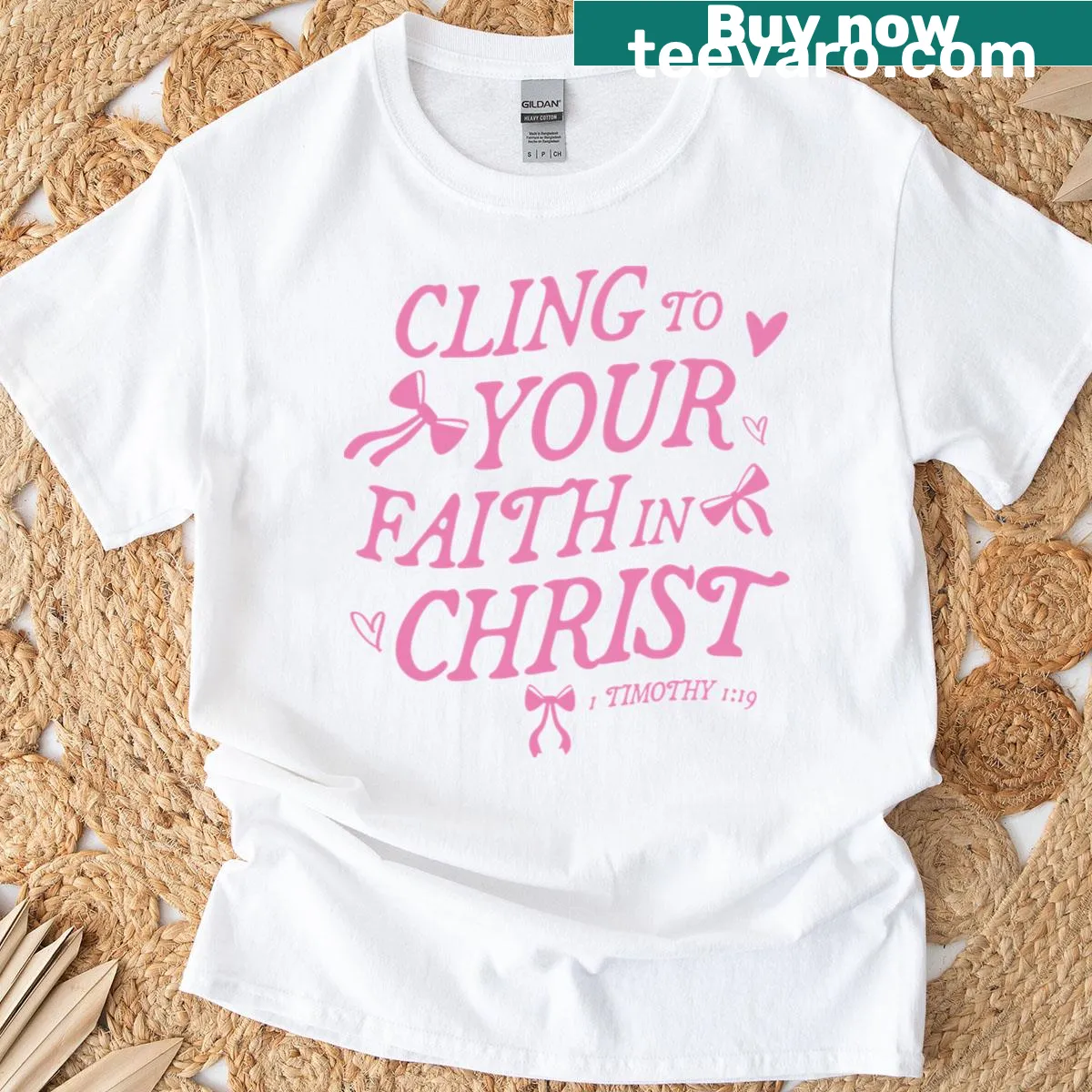 Inspirational typography t-shirt with faith message — on a men's t-shirt