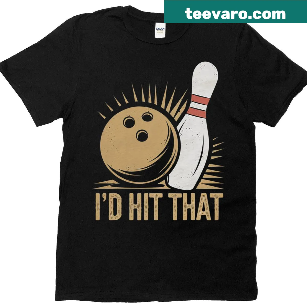 Funny hand-lettered bowling quote T-shirt for men — on a men's t-shirt
