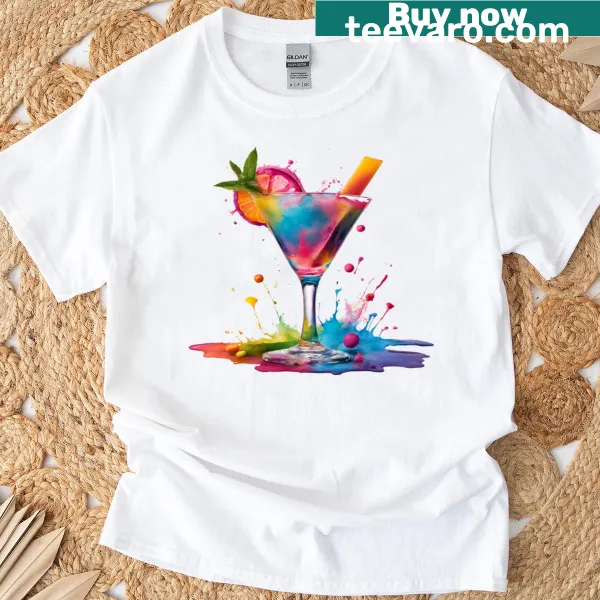 Colorful cocktail splash art t-shirt