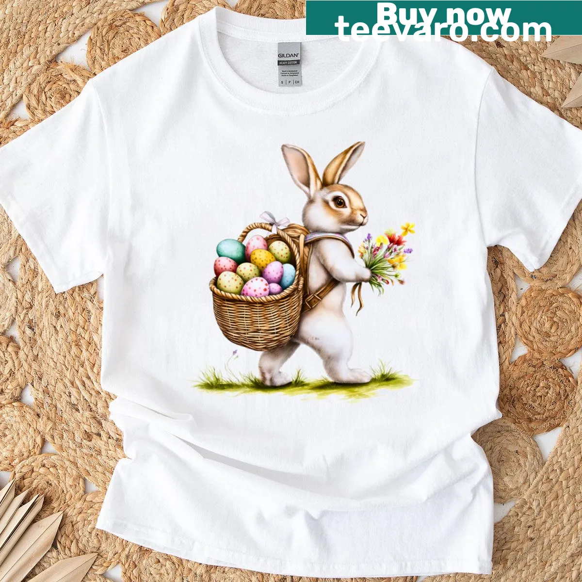 Vintage Easter bunny illustration on kids' t-shirt — on a men's t-shirt