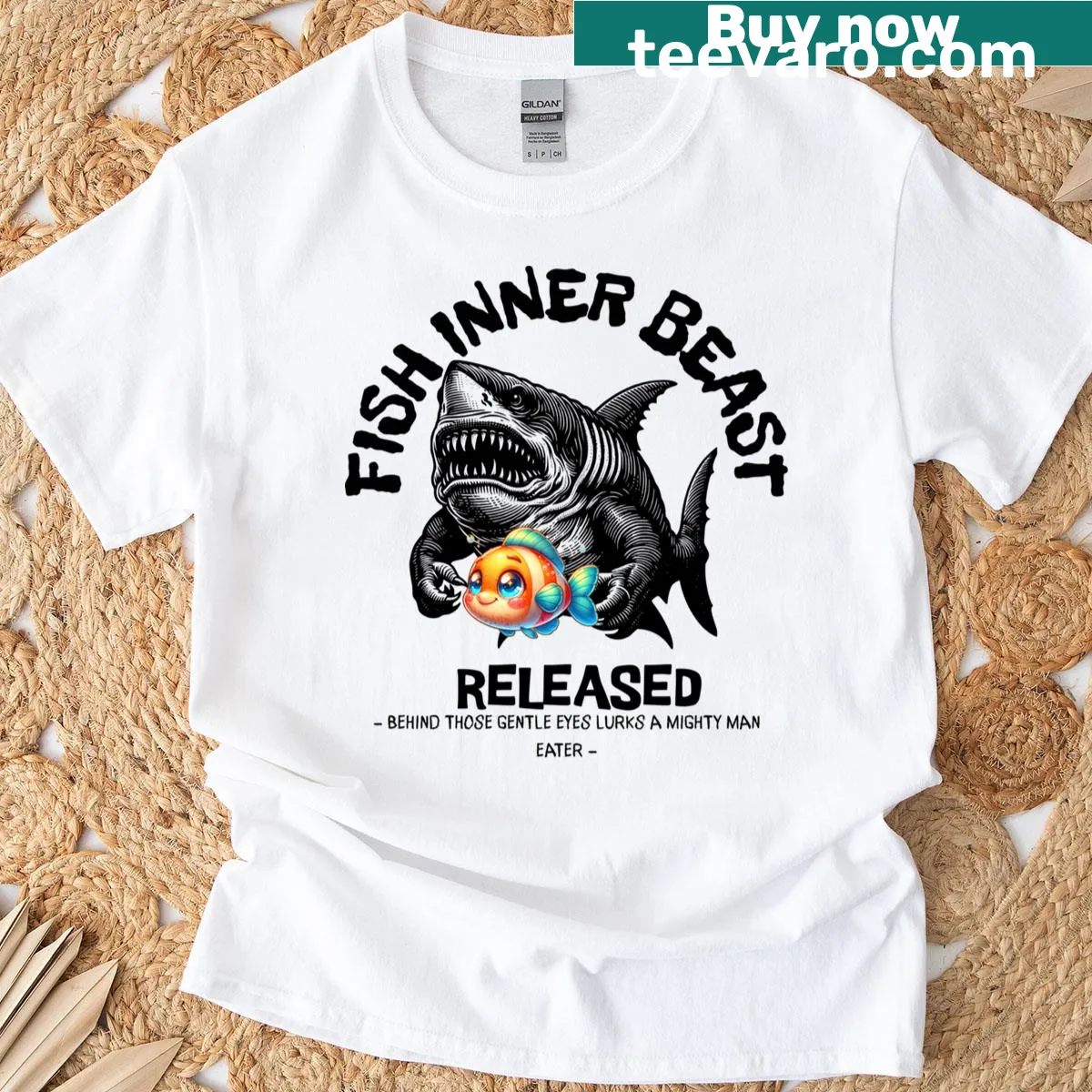 Funny T-shirt with a humorous fishing theme — on a men's t-shirt