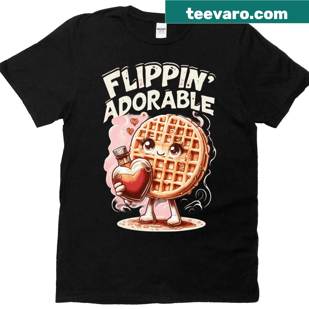 Cute waffle illustration on a t-shirt for breakfast lovers — on a men's t-shirt