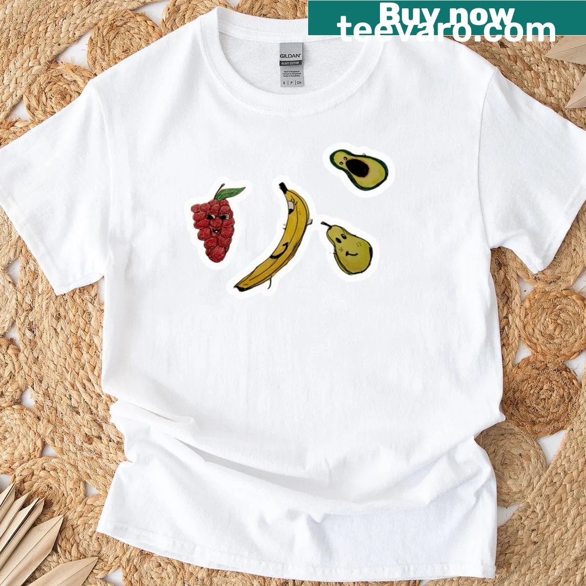 Cartoon T-shirt featuring a funny fruit character — on a men's t-shirt