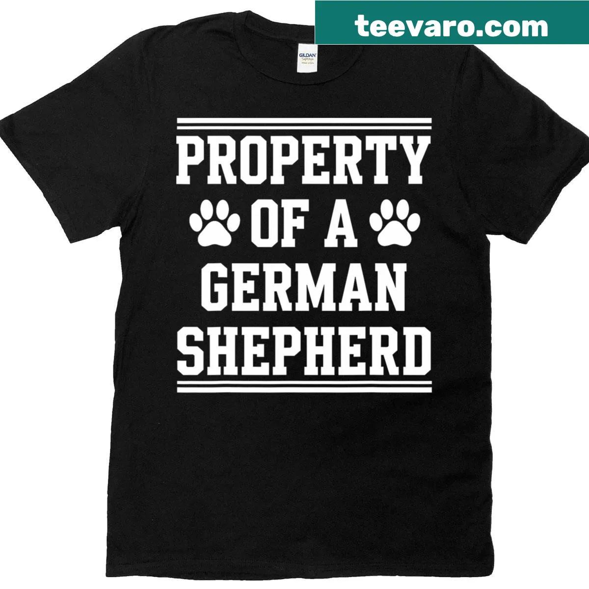 Illustrative German Shepherd T-shirt for dog owners featuring the breed's image — on a men's t-shirt