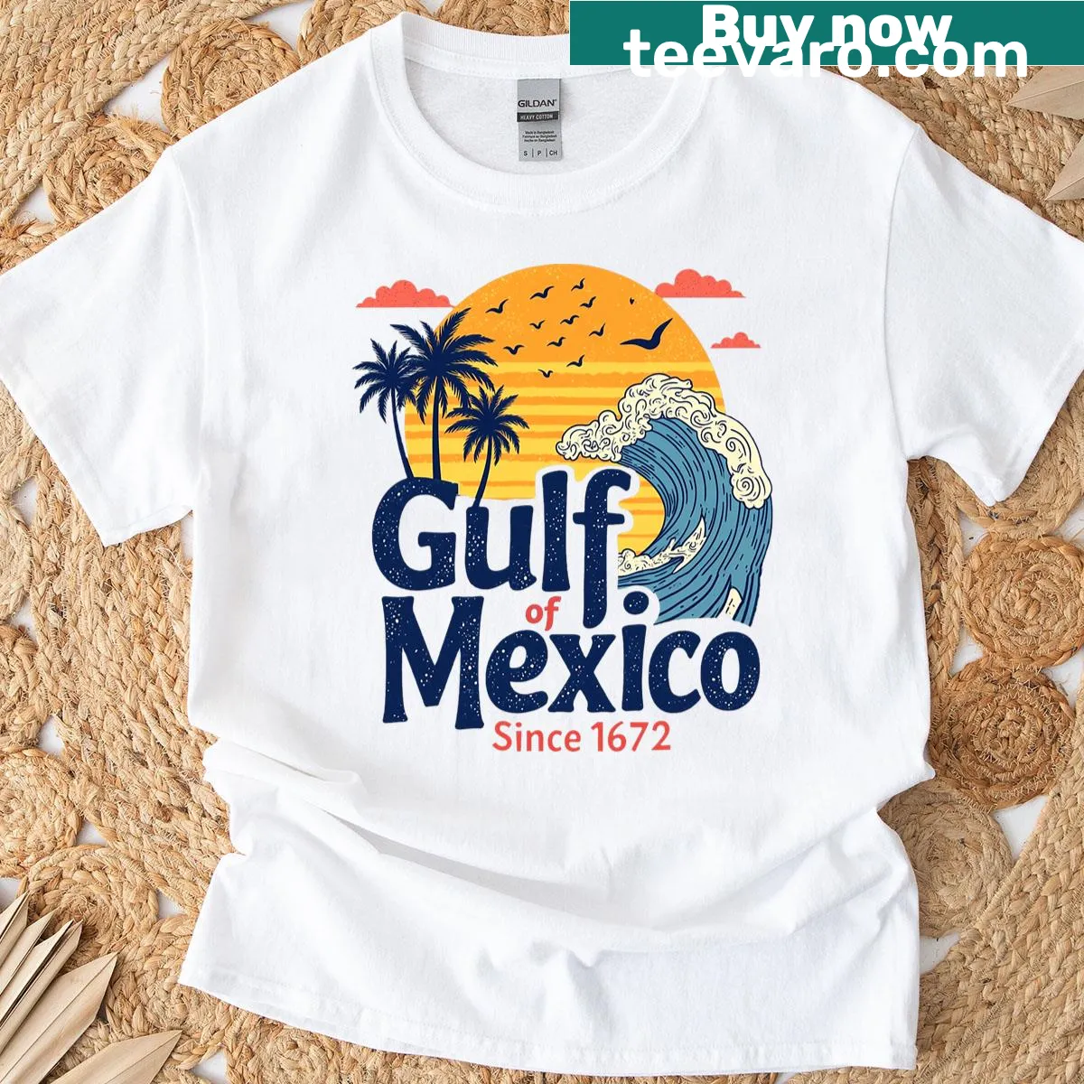 T-shirt featuring a graphic celebrating the Gulf of Mexico's beauty — on a men's t-shirt