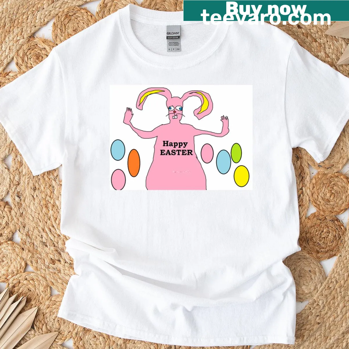 Cheerful Easter-themed graphic T-shirt. — on a men's t-shirt