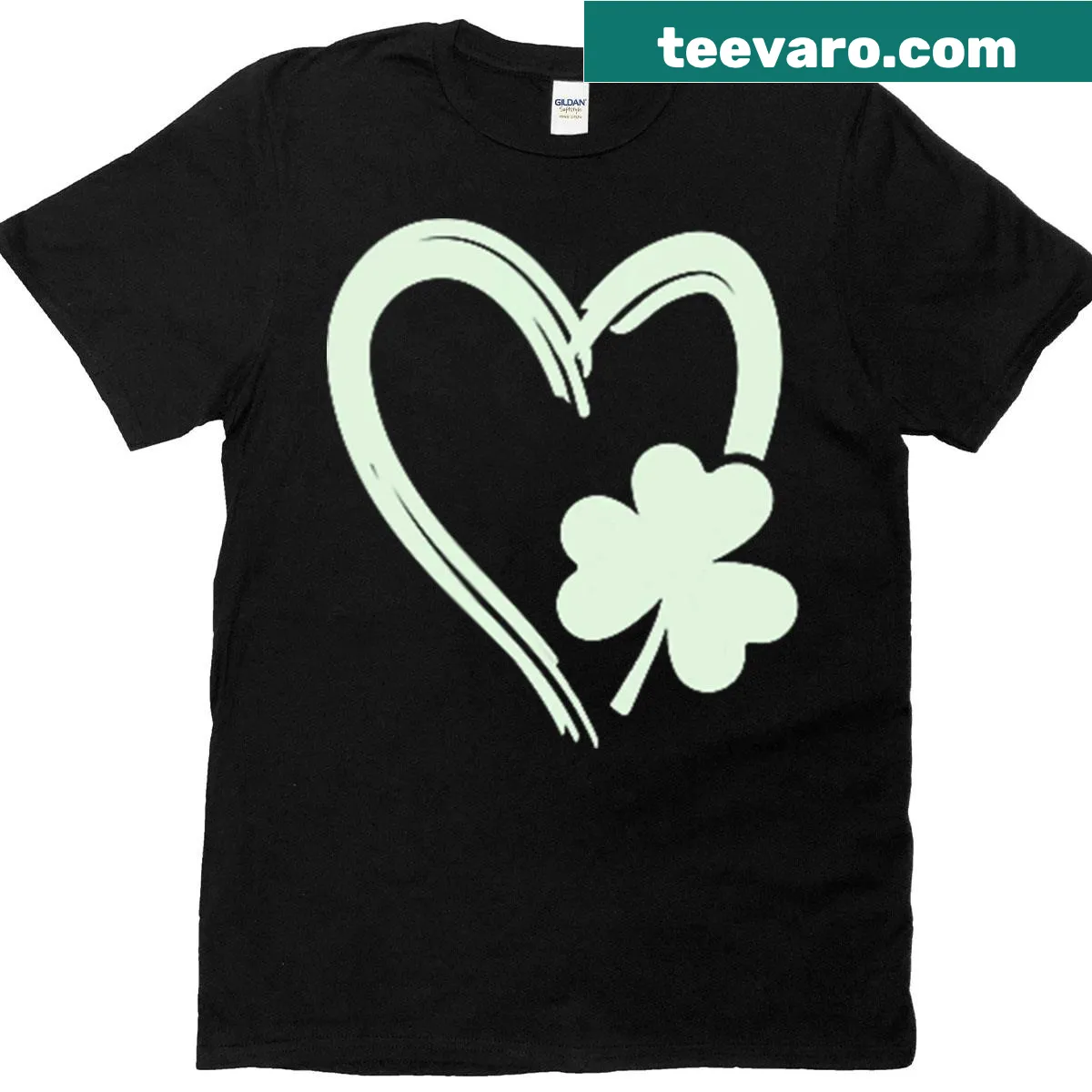 Playful heart-shaped clover T-shirt for St. Patrick's Day — on a men's t-shirt